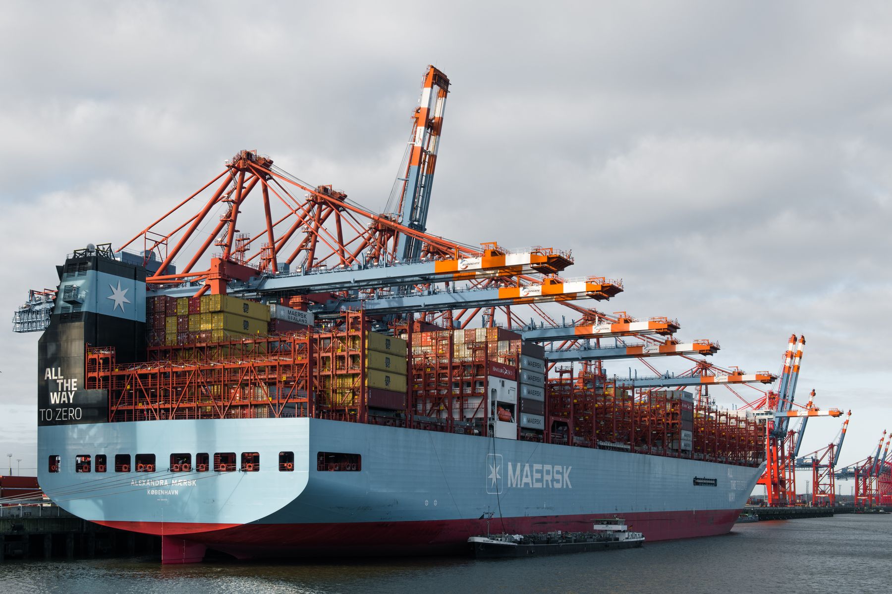 Hamburger Hafen mit Schiffen und Elbpanorama